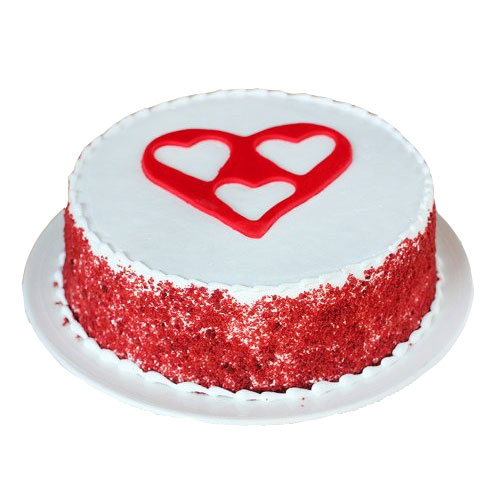 red-velvet-heart-crafted-cake - CakenGifts.in