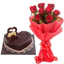 Choco Cake Heart 6 Red Rose