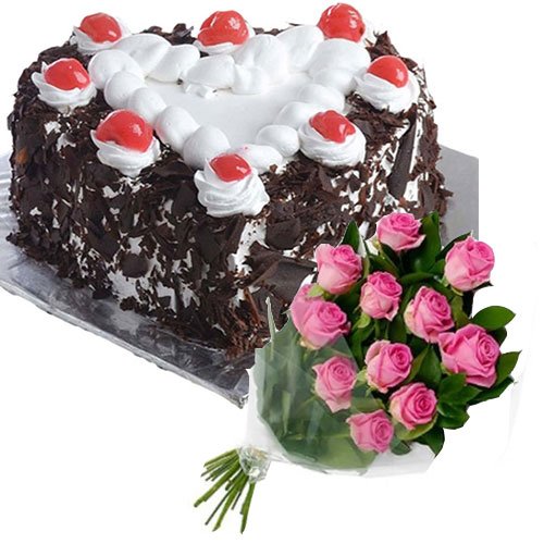 black-forest-cake-in-heart-12-pink-roses