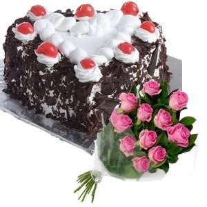 Black Forest Cake 12 Pink Roses