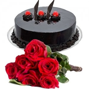 Chocolate Cream Cake 6 Roses