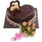chocolate-heart-cake-6-pink-roses thumb