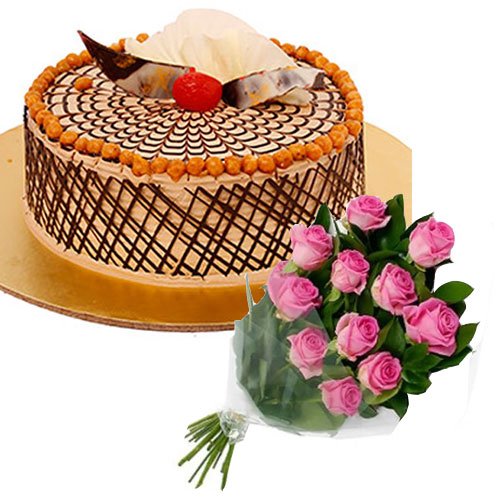 crunchy-butterscotch-cake-12-pink-roses