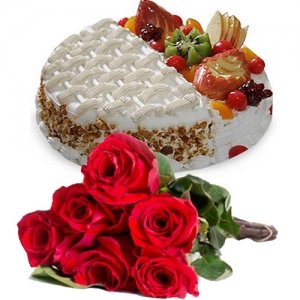 Fruit Cake With Two Taste 6 Roses