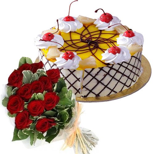 round-pineapple-cake-n-cherry-12-roses