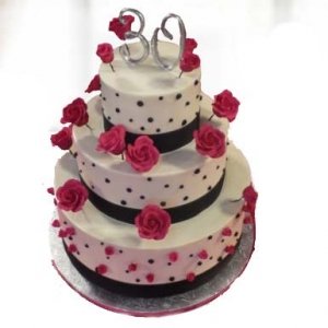 3 Tier Cake With Full Of Roses
