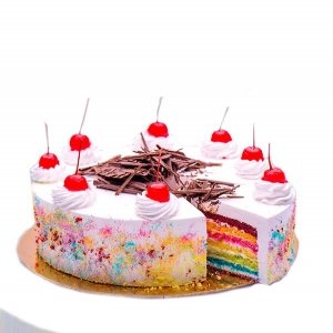 Rainbow Cake With Cherry